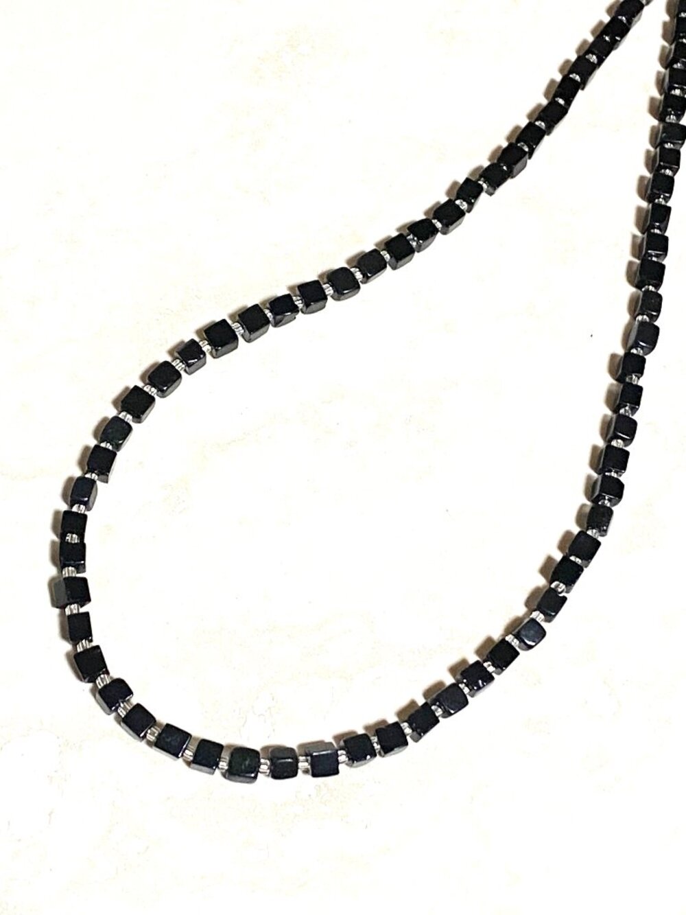 Genuine Black Agate Short Necklace, Natural Gemstone Beaded Necklace